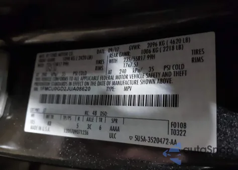 2018 Ford Escape Se z USA, uszkodzony, nr VIN 1FMCU0GD2JUA08620